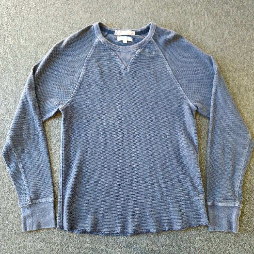Wallace & Barnes Thermal Shirt Sz M Blue Waffle Knit Raglan EUC Eclectic Grandpa